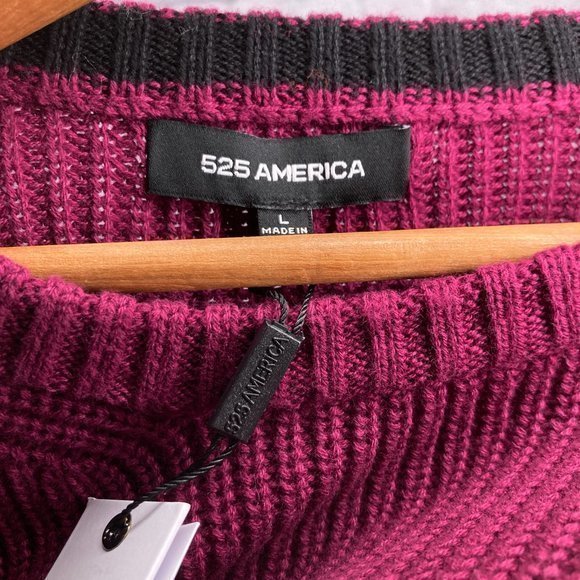 New‎ 525 America S L Revolve Maroon Ribbed Knit Crop Slim Fit Pullover Sweater - Picture 3 of 5